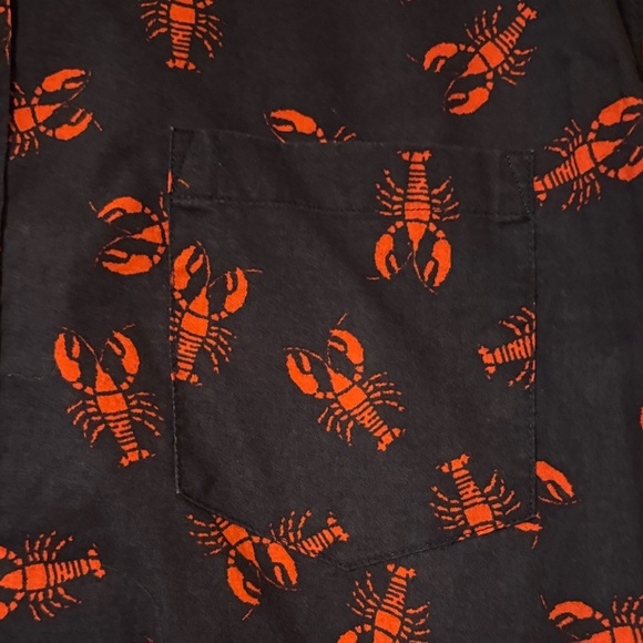 J. Crew Dark Blue Button Up Shirt with Red Lobster Pattern, XL - Picture 4 of 4
